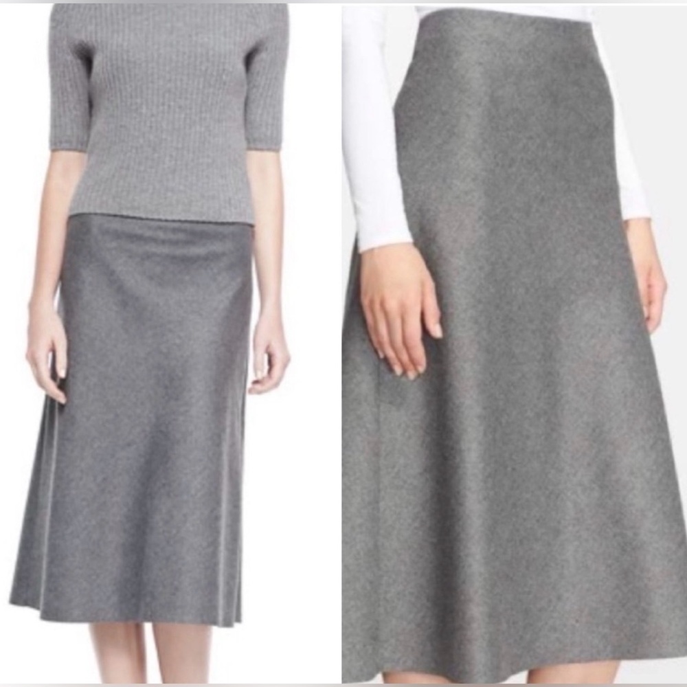 Theory Jahneem Flare Wool Midi Skirt in Light Grey Size 4